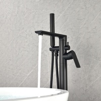 Robinetterie ronde autoportante en laiton massif Robinet d'eau chaude et froide pour baignoire avec douchette