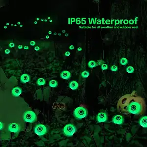 Halloween Decorations Outdoor Eyeball Lights 6LED Green Eyeball Solar Powered Swaying Halloween Lights Waterproof Outdoor