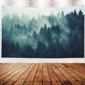 Tapisserie murale en polyester imprimée Forêt brumeuse et pinèdes, lavable en machine, décoration murale, art mural, vente en gros, lavage à la main - Product Image 2