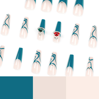 Lignes vertes queen West avec strass, personnalisé, presse sur les ongles, grossiste, presse sur la boîte à ongles