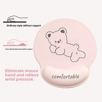 Tapis de souris et repose-poignets pour clavier en silicone, motif ours couché, forme ronde/rectangulaire, périphérique informatique