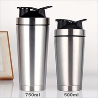 Bouteille de shaker de sport en acier inoxydable avec logo personnalisé d'usine, 17 oz, isolée, écologique, isolation thermique de 6 à 12 heures