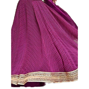 ชุด lehenga choli ของผู้หญิงชุด lehenga choli พิมพ์ลาย lehenga สีม่วงที่มีเสน่ห์ - Product Image 1