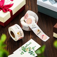 Autocollants adhésifs floraux en feuille d'or rose, étiquettes personnalisées pour la pâtisserie et les boîtes de desserts de mariage