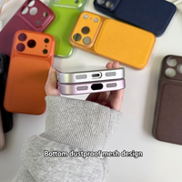 Coque de téléphone en cuir antidérapante effet peau avec grande fenêtre de visualisation pour iPhone 17 Pro Max 16 Pro Max 15 14