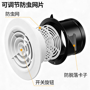 Hefengxing Adjustable Louvered Air Vent ABS Plastic Ceiling Fresh Air Inlet 75 100 125 150 200 Mm - Product Image 4