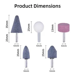 PEX 3mm 6mm Vástago Abrasivo Montado Puntos de piedra Cabezales de molienda eléctricos Ruedas de pulido para <span class=keywords><strong>Dremel</strong></span> Rotary Kit - 10 pcs/set - Product Image 3