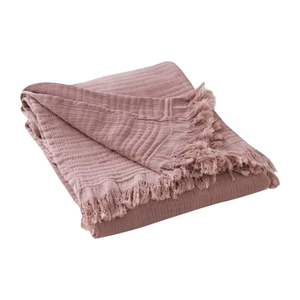 Bán Sỉ Chăn Bông Nguyên Chất Chăn Quấn Muslin Chăn Ném Màu Hồng Đào Để Trang Trí Nhà Cửa - Product Image 1