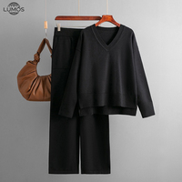 Lumos – Nouveaux ensembles pull-over décontractés à manches longues et nœud pour femmes européennes et américaines, collection automne-hiver, personnalisation du logo prise en charge