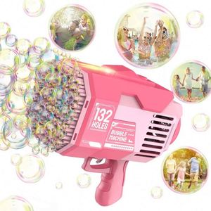 Nuevo Lanzamiento: Pistola Gatling de Juguete de Plástico para Exteriores con 132 Orificios, Luces y Burbujas de Colores para Niños - Product Image 2