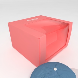 Boîtes d'expédition en carton ondulé personnalisées avec logo, imprimées en couleur, avec fenêtre pour chapeau - Product Image 3