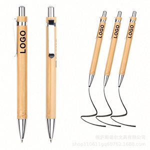 Juego de Bolígrafos Retráctiles de Bambú Personalizados y Duraderos, Impresión UV, Tinta Negra de 1 mm con Recambios, para Escribir en el Diario y Regalos - Product Image 4