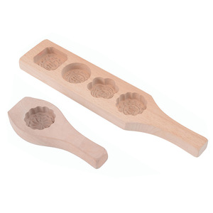 Moldes de madera para mooncakes, herramientas de prensado manual, juego de 6 piezas para hornear pasteles de piel de nieve, Qingming, frutas y frijol mungo. - Product Image 3