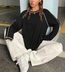Ensemble de sweat-shirts et de pantalons de survêtement pour femmes, taille plus, style vintage, coton, délavé à l'acide, à capuche, surdimensionné, <span class=keywords><strong>dégradé</strong></span> - Product Image 1