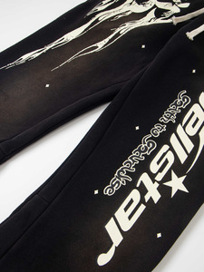 Pantaloni in pile stile americano Casual stile Hip Hop inverno in pile a vita media dritta con coulisse largo largo anteriore - Product Image 2