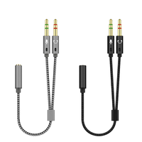 Câble répartiteur audio 3,5 mm, 2 mâles vers 1 femelle, câble en Y tressé, adaptateur casque + microphone pour avion, ordinateur, télévision