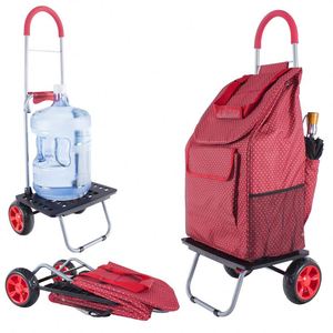 Vente directe usine : Chariot de courses portable pliable avec 4 roues en plastique, fermeture éclair et poignée réglable - Product Image 6