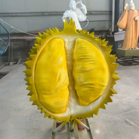 Grande sculpture géante en fibre de verre de fruits (fraise, durian, litchi) pour décoration de porte de magasin de fruits