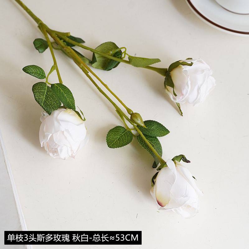 Autumn white-single branch 3-head stall rose