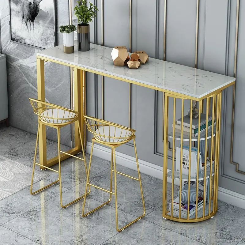 Leichte Luxus einfache kleine Wand Steht isch Sintred Stone Tisch Bar integrierte Home Partition Küche Hoch tisch und Stuhl Set