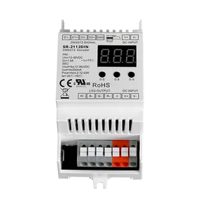 4 قنوات 350mA 12-48VDC DMX512 RDM RGBW LED DMX فك تشفير Din السكك الحديدية تركيب تيار مستمر