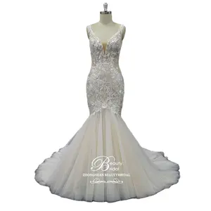 Hot Product Lace Party Dress Long Mermaid Court Train Wedding Bridal Gown