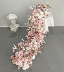 Rose en soie blanche décoration <span class=keywords><strong>chemin</strong></span> <span class=keywords><strong>de</strong></span> fleurs <span class=keywords><strong>Table</strong></span> rangée <span class=keywords><strong>de</strong></span> fleurs rangée <span class=keywords><strong>de</strong></span> fleurs artificielles pour la décoration <span class=keywords><strong>de</strong></span> désherbage - Product Image 6
