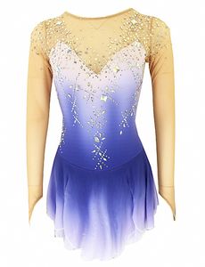 Robe de patinage artistique à manches longues, jupe <span class=keywords><strong>tutu</strong></span> en tulle nu, vêtements de performance pour enfants, robe de patinage bon marché - Product Image 2