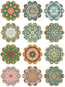 Ensemble de sous-verres en céramique avec support métallique, base en liège, tapis absorbants pour décoration intérieure, motifs plantes abstraites - Product Image 2