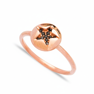 Negro CZ piedra estrella diseño lindo delicado joyería fina anillo de racimo venta al por mayor hecho a mano 925 joyería de plata esterlina - Product Image 2