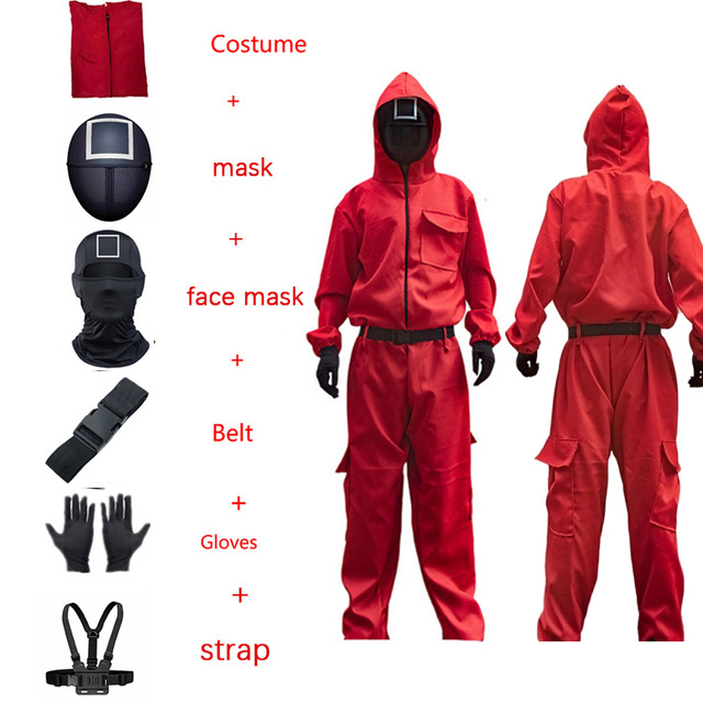 Кальмара игровой костюм маска новая Маскарадная маска Хэллоуин кальмар игры игрушка корейское телевидение, комбинезон