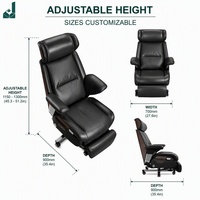 Fauteuil de Direction Exécutif Moderne en Cuir Véritable Inclinable avec Repose-Pieds Rétractable et Fonction Massage, Dossier Haut pour Salle de Conseil