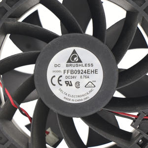 Ventilador de Refrigeración DC de Plástico con Rodamiento de Bolas Eléctrico Delta FFB0924EHE, 24V, 92x92x38mm, 55dB, para Gabinetes y Servidores - Product Image 2