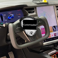 Volant sport personnalisé YOKE pour Tesla Model X & Model S 2014-2020, forme en D, cuir avec chauffage, modèle à brancher