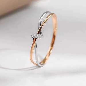 Factory Wholesale 925 Sterling <strong>Silver</strong> Two Tone <strong>Cross</strong> <strong>Ring</strong> for Women Minimalist Versatile Wedding Anniversary Party Gift Jewelry - Product Image 1