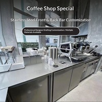 Konter Bar Stainless Steel 304 Brushed untuk Area Depan, Meja Kasir Kustom untuk Kedai Kopi, Warna Perak Lengkap