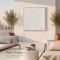 Peintures murales personnalisées en relief texturé blanc, lignes ondulées, peinture murale pour la décoration du salon