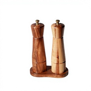 Moulins à sel et à poivre en bois d'acacia, à molette rotative, écologiques, manuels, rechargeables, lavage à la main uniquement - Product Image 4
