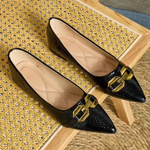 35-45 da donna per ballerine Slip-On con motivo a coccodrillo con fibbia dorata scarpe a punta Sexy leggere comode per l'estate - Product Image 5