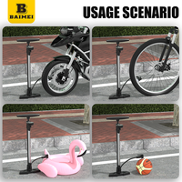 Pompe à pied portable BAIMEI noire pour vélo, mini-pompe à air haute pression en acier pour vélo