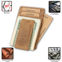 Porte-cartes vintage en cuir véritable avec pince à billets magnétique, blocage RFID personnalisé, porte-cartes d'identité et de crédit pour hommes