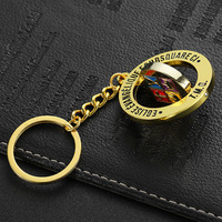 Porte-clés rotatif à 360 degrés personnalisé émail Double face Logo en alliage de zinc porte-clés en métal or filature Spinner porte-clés en gros