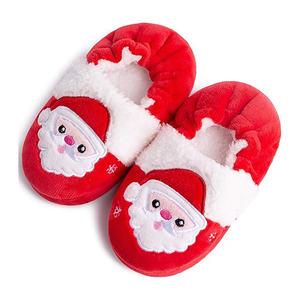 Tout-petits garçons et filles mignon pantoufles père noël moelleux floue hiver chaud pantoufles dessin animé intérieur maison pantoufles - Product Image 1
