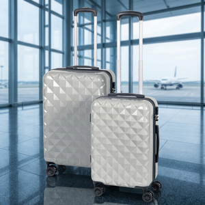 Set of 2 Silver Diamond Luggage <b>Lightweight</b> 4-Wheel <b>Suitcases</b> with 360 Rotating Load-Bearing Wheels and Lock - Product Image 2