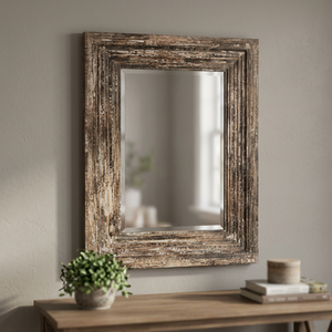 Modern Luxury Design Natural Wood Frame Handmade <b>Decorative</b> <b>Wall</b> <b>Mirror</b> Personalized Engraving Eco-Friendly Wedding Living Room - Product Image 1