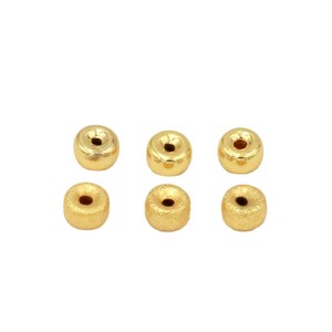 <b>Copper</b>-plated gold frosted wheel bead <b>bracelet</b>/necklace, 18K real gold electroplated beads, sand gold, concave spacer beads D56 - Product Image 5