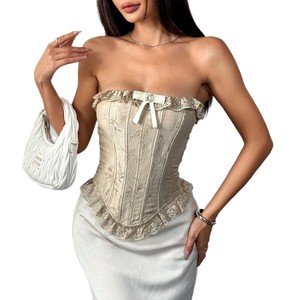 Yicheng Lingerie Sexy pour Femme, Ensemble de Lingerie Style Français en Dentelle 'Sweet Wood Ear' et Dentelle 'Pure Desire' avec Nœud et Diamants, Débardeur Sexy - Product Image 6