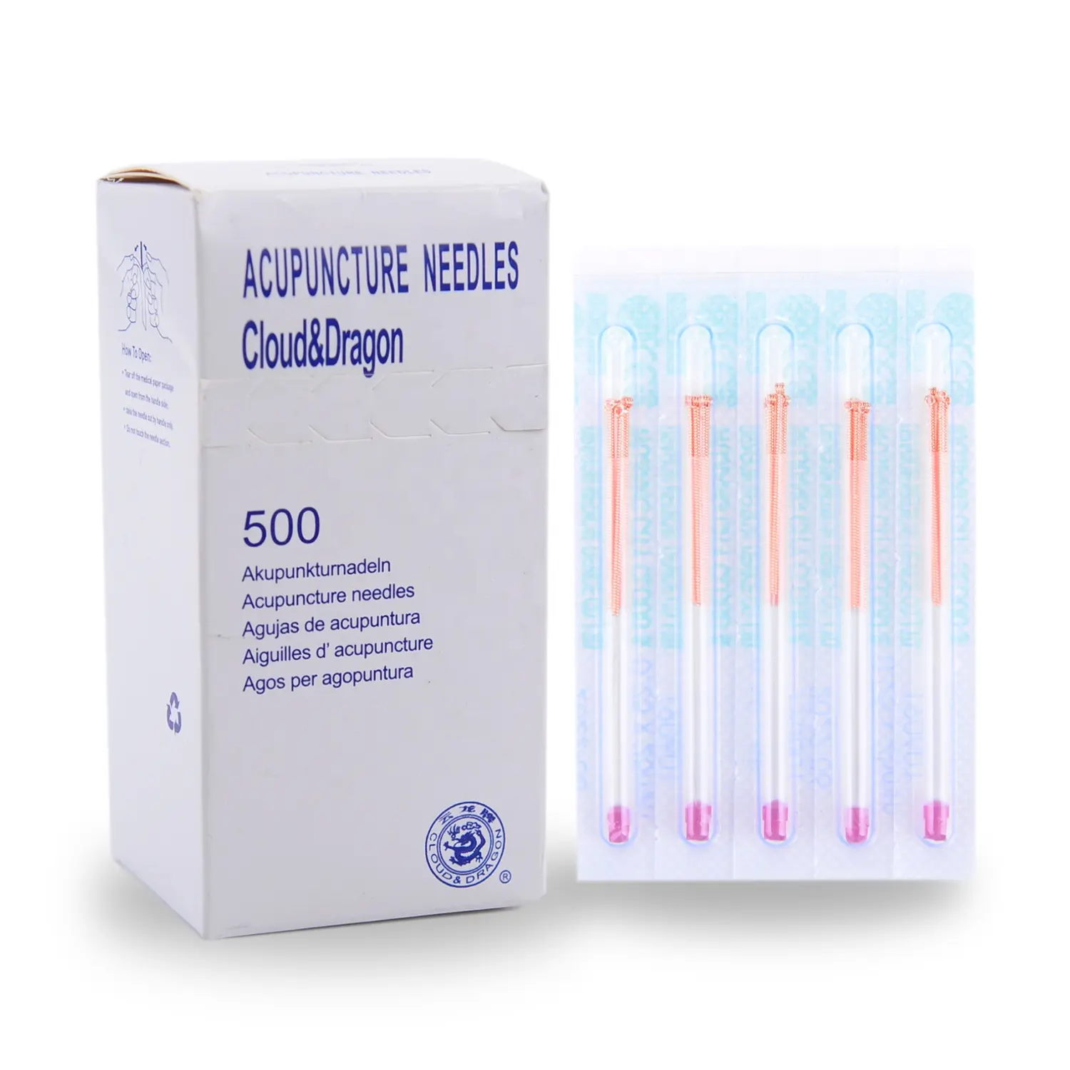 Disposable Sterile Copper Handle Acupuncture Needles With Guide Tube 500pcs/box