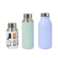 Botol Minum Hewan 200ml, Botol Stainless Steel Mini 200ml Bentuk Kucing, Botol Termos Anak dengan Tutup Hewan Lucu