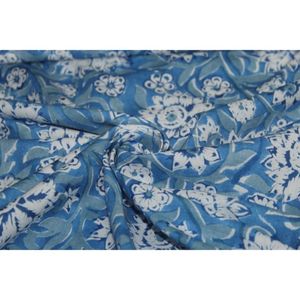Tela de Algodón Suave con Diseño Floral Azul para Ropa de Verano, Estilo Africano, Tela para Confección de Vestidos Hecha a Mano por Metro - Product Image 6